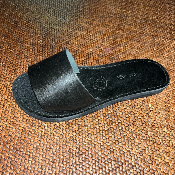 Redhawk Boot Co. Black Leather Slides Women’s Size 6 Hand Sewn Quality Leather - Picture 2 of 4
